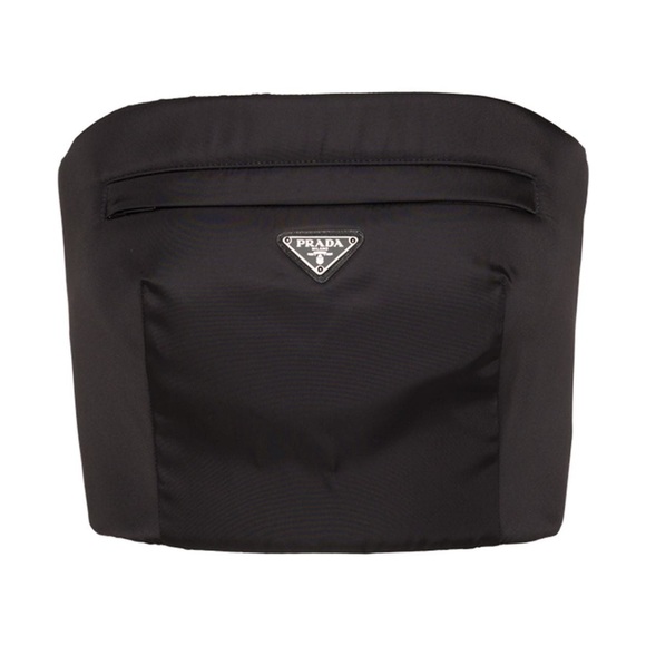 Prada Tops - Prada Women's Black Nylon Gabardine Bustier Crop Top size 36 NWT